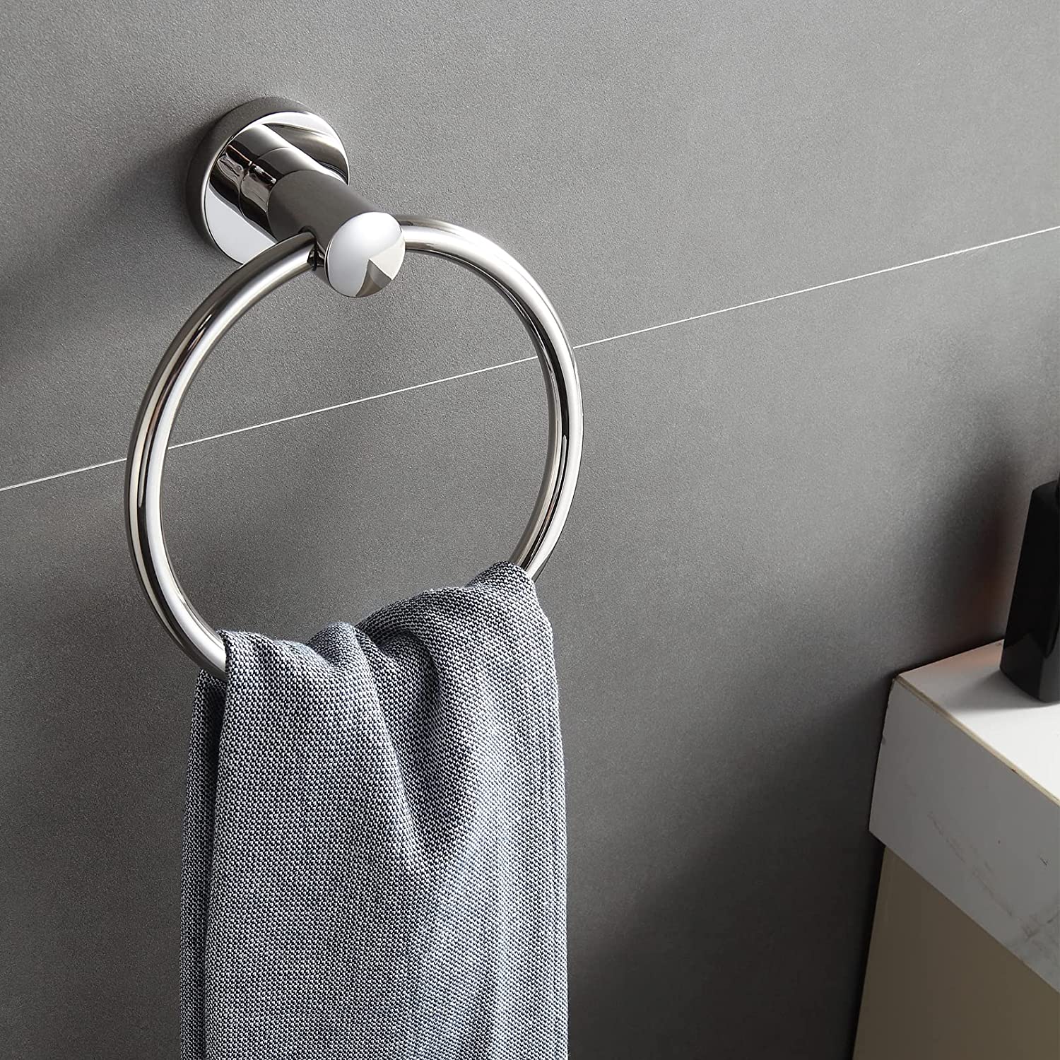 ALAMANIA Stainless Steel Towel Holder Ring16cm (6.3inch) With Fixing kit For Bathroom & Kitchen Hand Towel Hanging Towel Hanger Round Towel Rail.